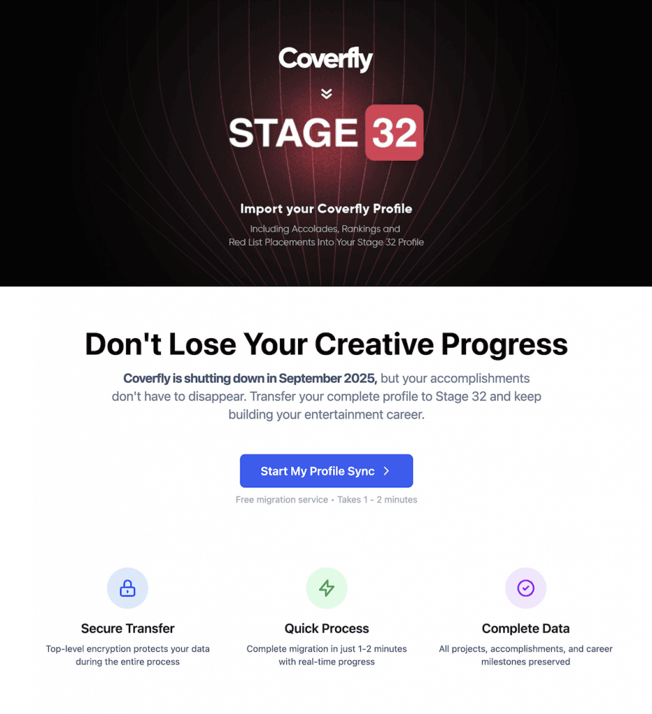 Now Live Import Your Coverfly Profile Accolades and Red List Rankings to Your Stage 32 Profile