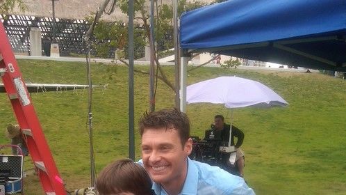 Ryan Seacrest and I on set for PSA in Los Angeles 2011