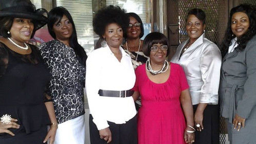 Me with a group of passionate women who gave of themselves and time, to assist in my vision for my spec script, &quot;The Window Shade.&quot;  We had so much for at The Country Store in Tuskegee, Alabama.