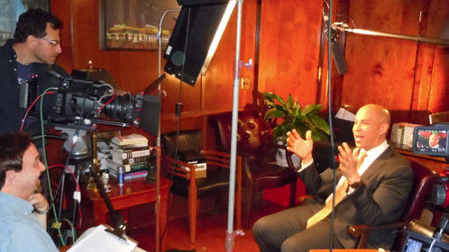 One of the key interviews for my recent documentary &quot;The Week that Changed the World,&quot; US Senator Cory Booker.  That's me in the interviewer's seat.  Paul Schoenberger on camera.