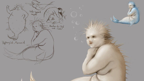 Puffer fish mermaid