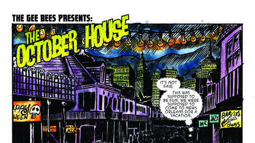A page from a short comic called 'The October House'. Written by Steven D Quirke and Lettered by Mike Stock.