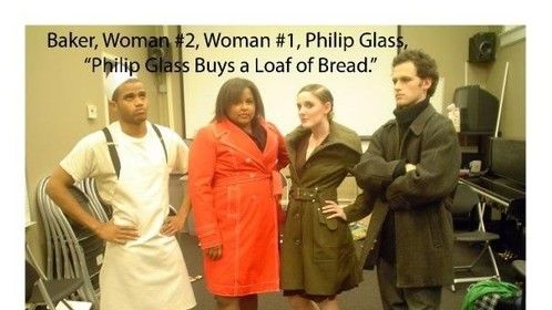 &quot;Phillip Glass buys a loaf of Bread&quot; by David Ives. 