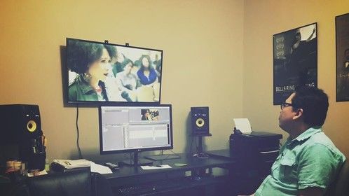 In the editing room working on Battle Line with Ted Ramasola of Ramasola Productions!