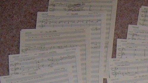 Manuscripts from the first reel of my score to Insectula (2014)