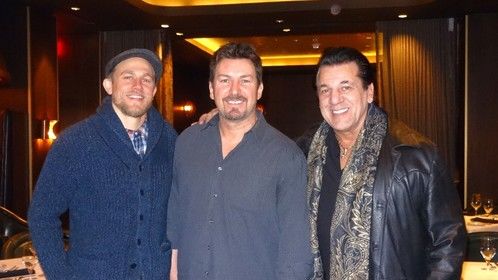 actor Charlie Hunnam and actor Chuck Zito with Richard Wilk