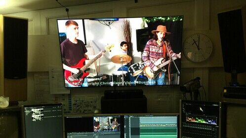 Main Edit suite Grass Valley Edius Workgroup X, up to 8K resolution. 7.1 sound. Working with a band.