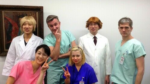 When I was a nurse on a Japanese Drama :) (I was squatting, I'm not THAT short lol)