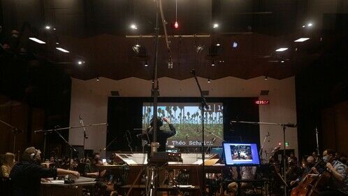Recording session at Warner Brothers Eastwood Scoring Stage, Los Angeles