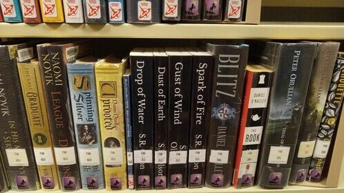 Best day ever when a friend discovered four of my books on a library shelf and texted a photo to me! &lt;3