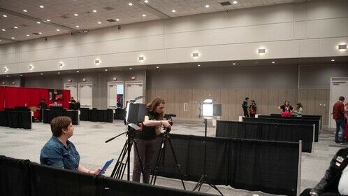 Setting up for an interview at Creep I.E. Con Aftermath