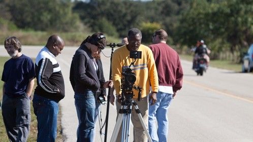 Shooting 'Beautiful Noise' motorcycle scenes.