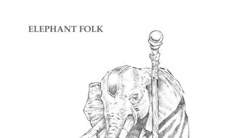 Concept sketch for "Elephant Folk" - Cyberlore Studios, Inc.