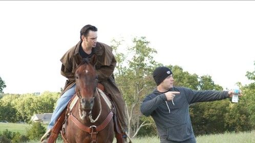 Directing the very talented, Rodney Wiseman, on the set of Drifter: Lonesome Highway