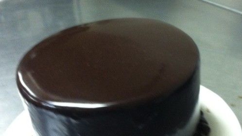 Devils food cake with triple chocolate ganache