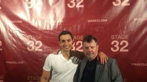 Zergog and Joey Tuccio at the Stage 32 3rd year anniversary party in Los Angeles.